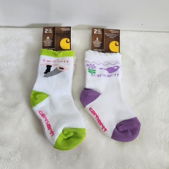Carhartt Infant Toddler White Crew Grip Socks Small Medium 4 Pack NWT - Picture 1 of 13